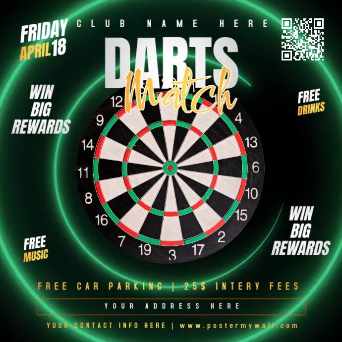 Maximalist Darts Match | Dart Tournament Instagram Post template